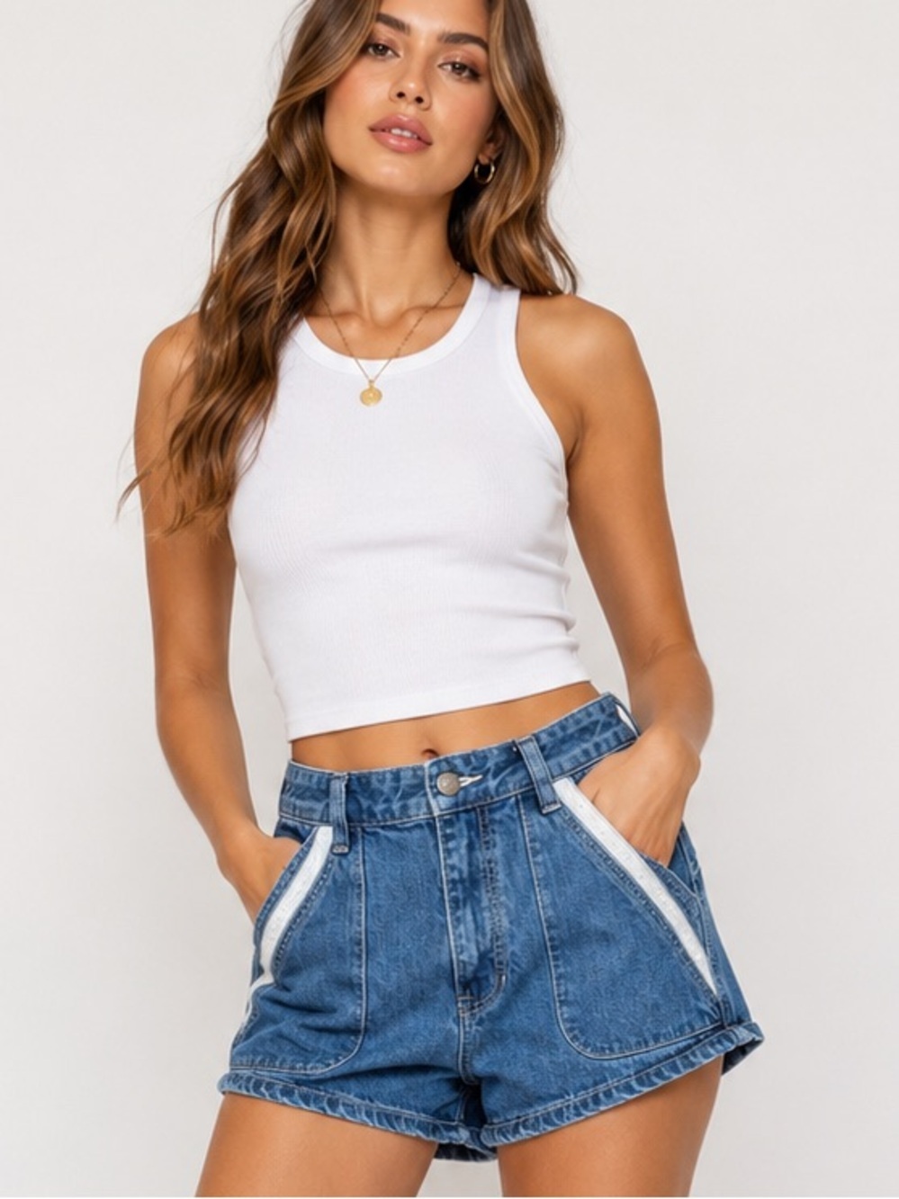 Free People Lace Trim Denim Shorts Size 30 Boho Festival Y2K